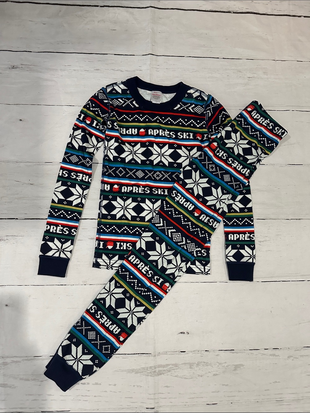 Hanna Andersson unisex Navy 'Après Ski' Holiday Kids PJ Set organic cotton 10